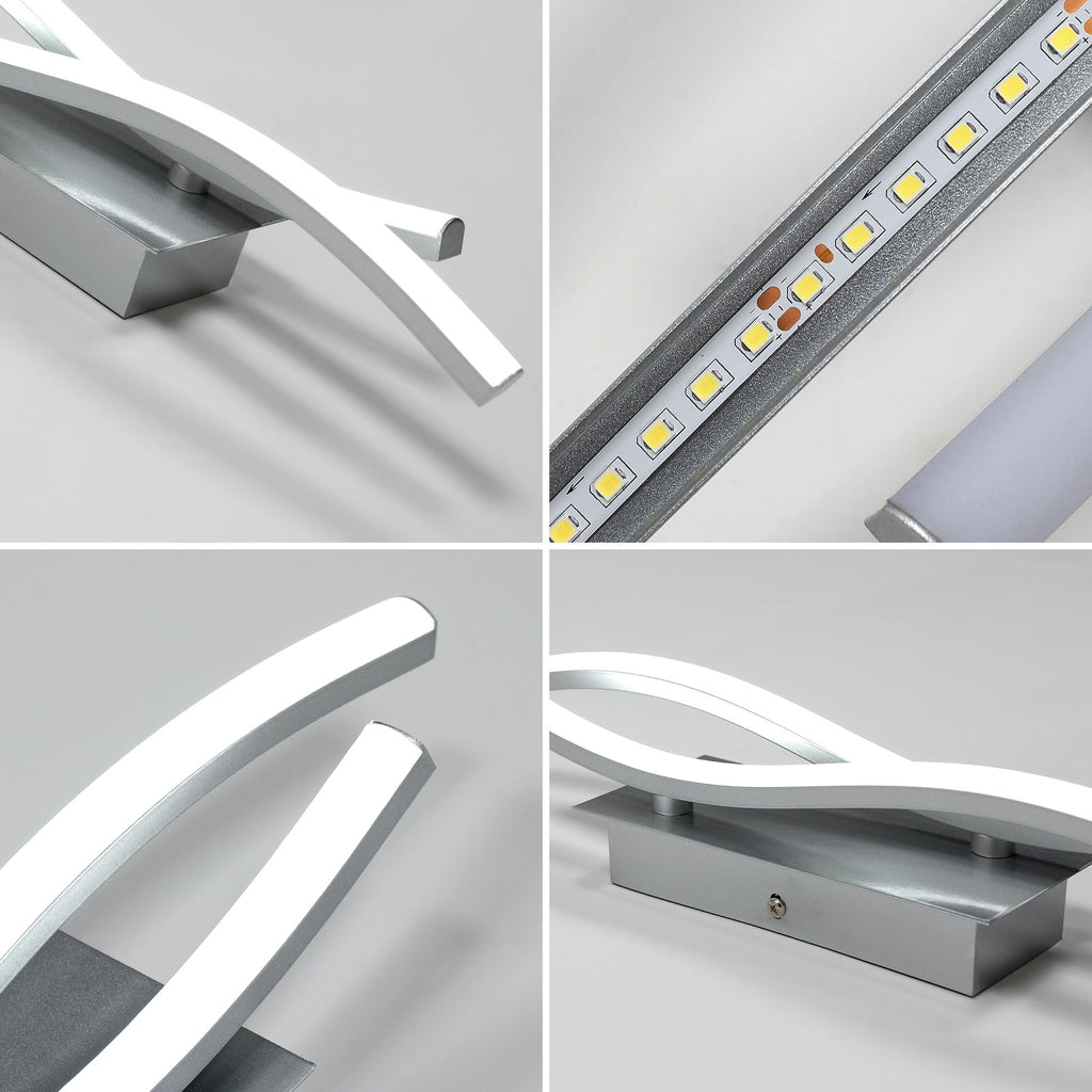 Wandleuchte – silberner Aluminiumrahmen, weißes Licht
