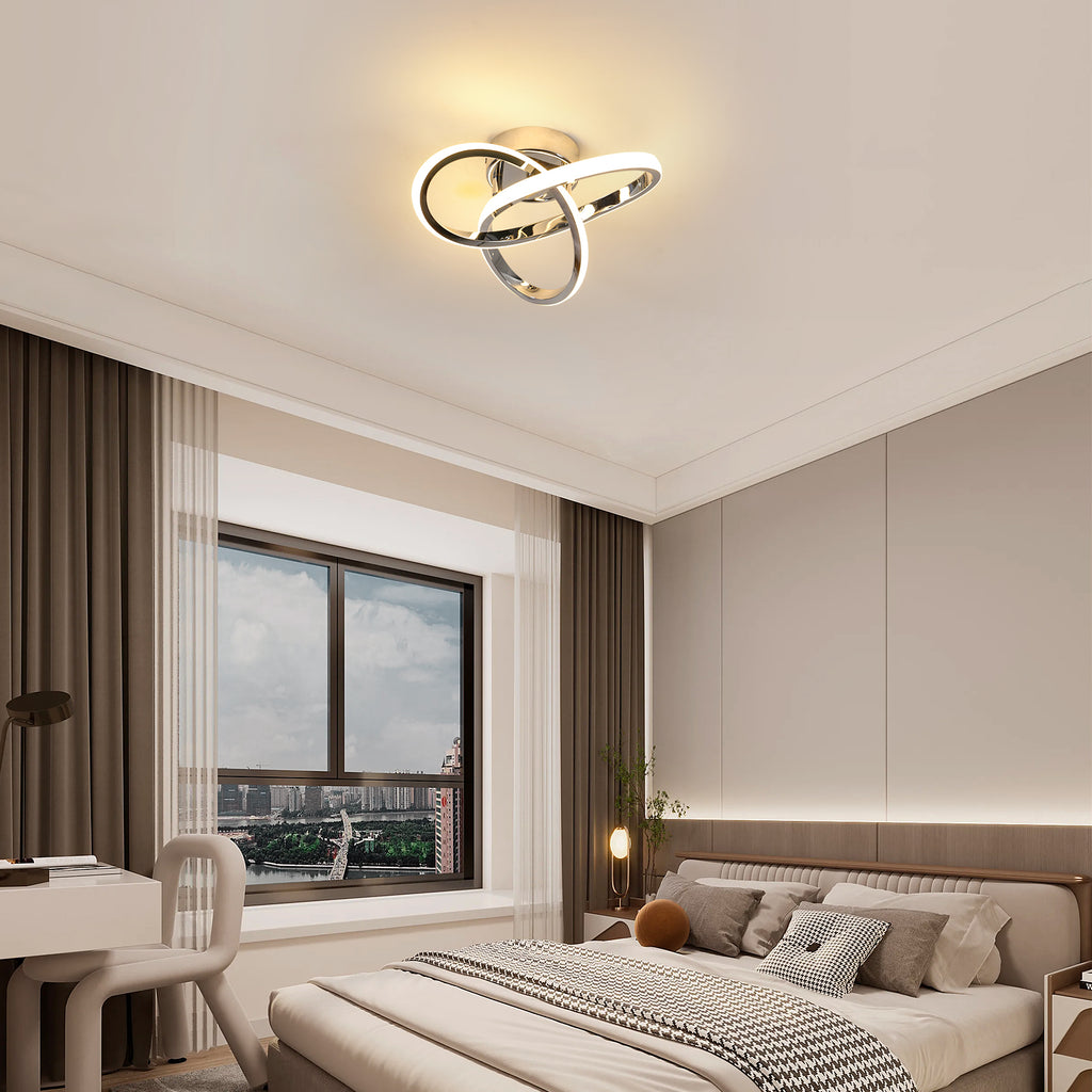 Ceiling Light - Chrome Aluminium Frame, Warm Light