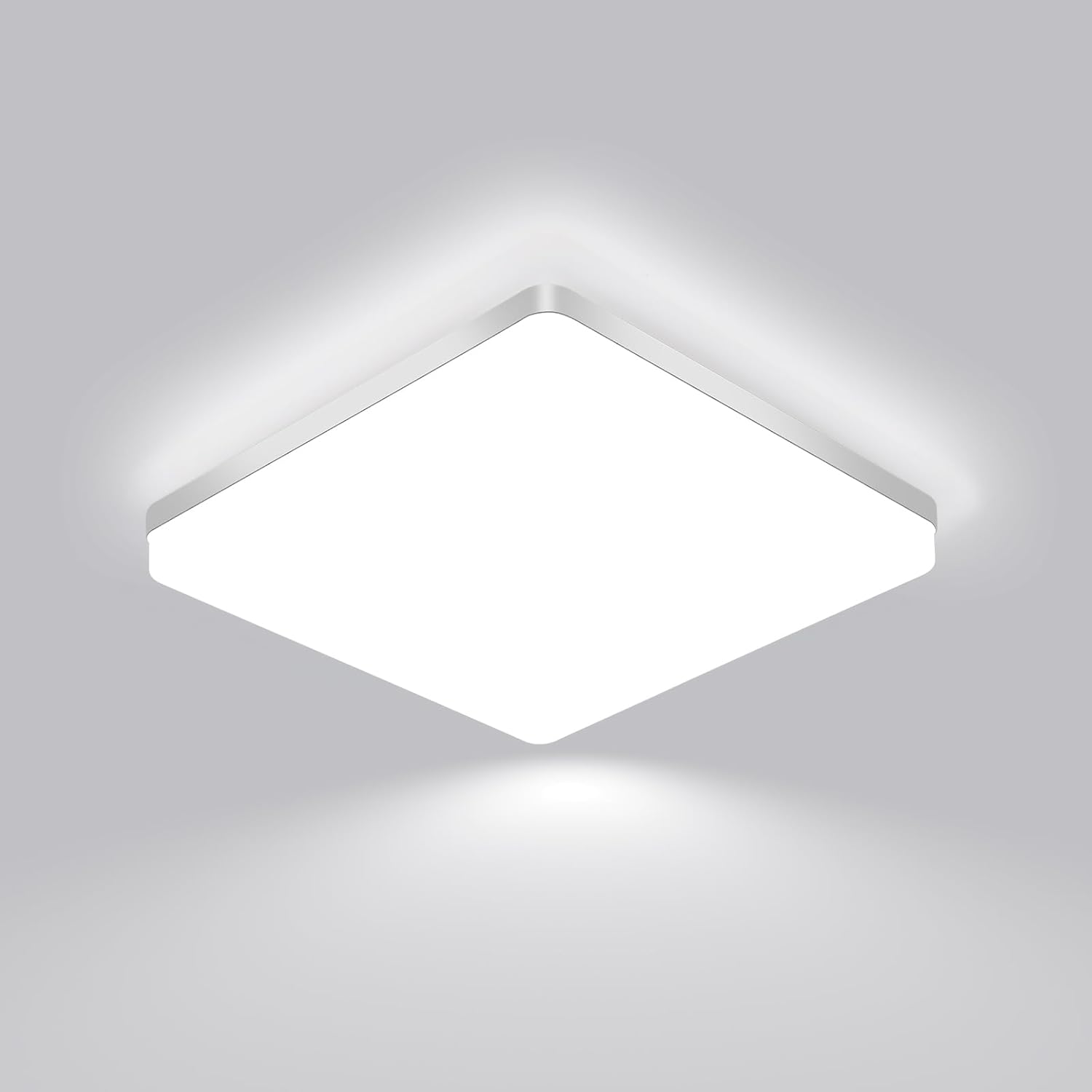 Ceiling Light - White Plastic Frame, White Light