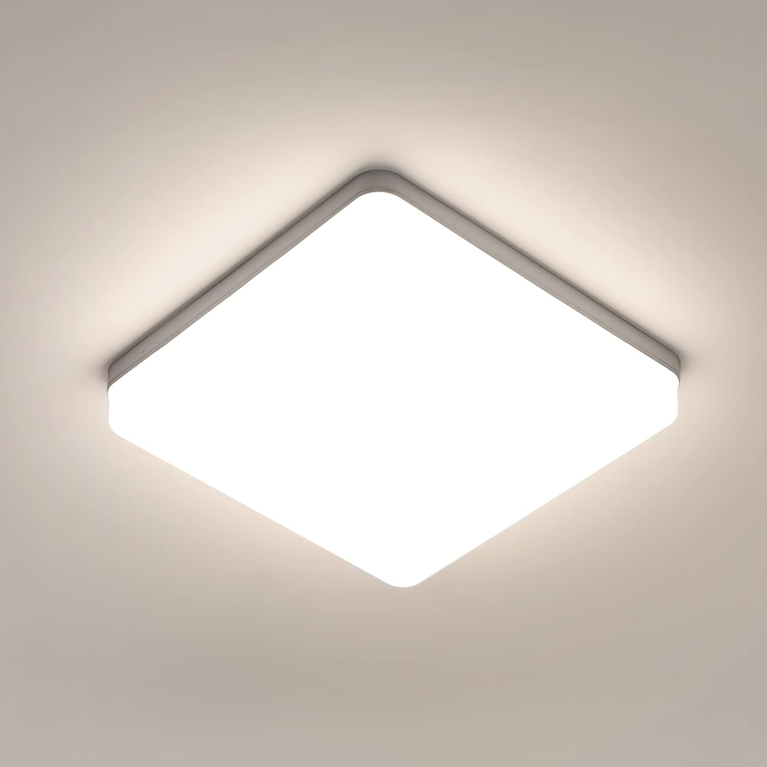 Ceiling Light - White Plastic Frame, Natural Light