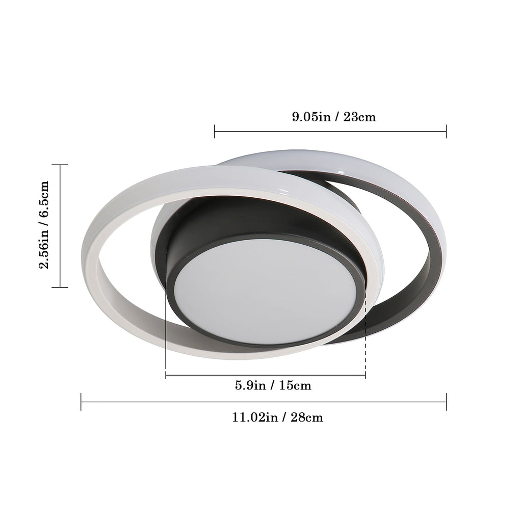 Ceiling Light - Black & White Aluminium Frame, Warm Light
