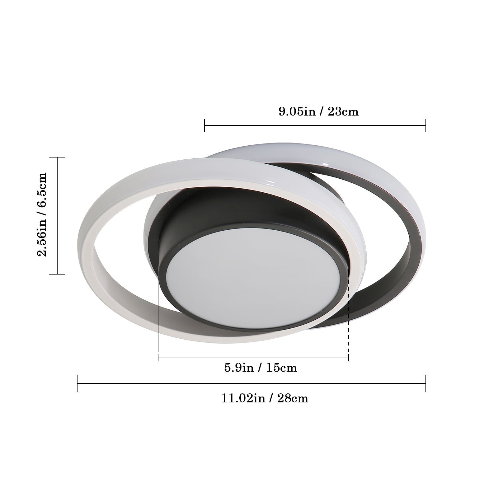 Ceiling Light - Black & White Aluminium Frame, Warm Light