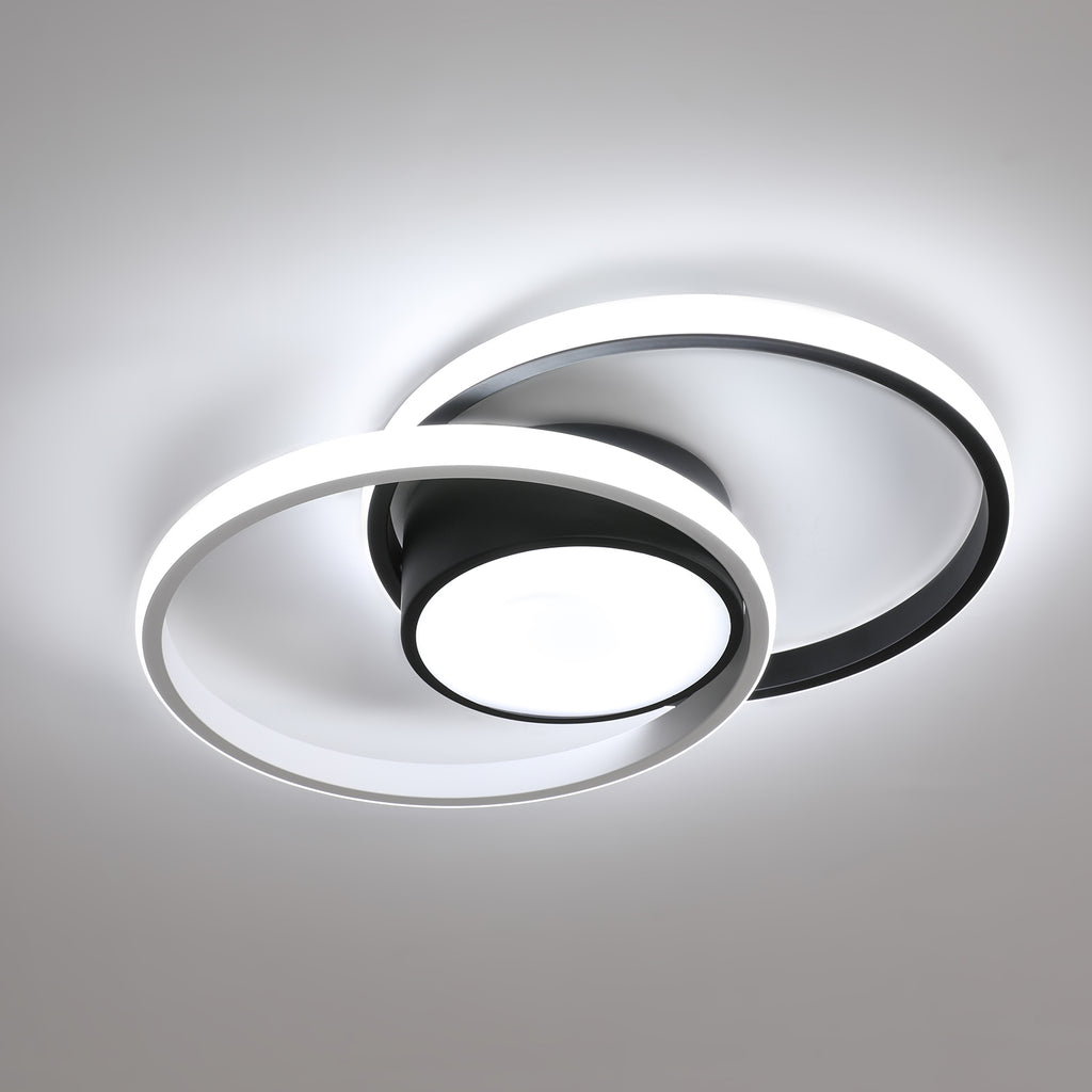 Ceiling Light - Black & White Metal Frame, White Light