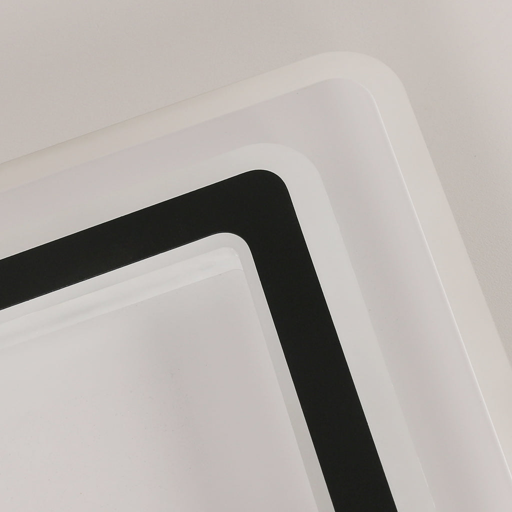 Ceiling Light - Black & White Acrylic Frame, White Light