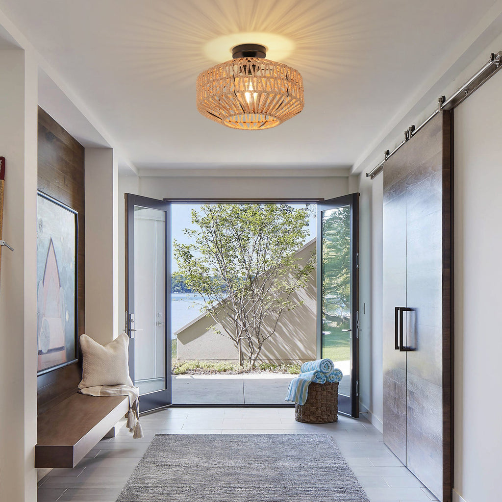 Ceiling Light - Black Wood Frame