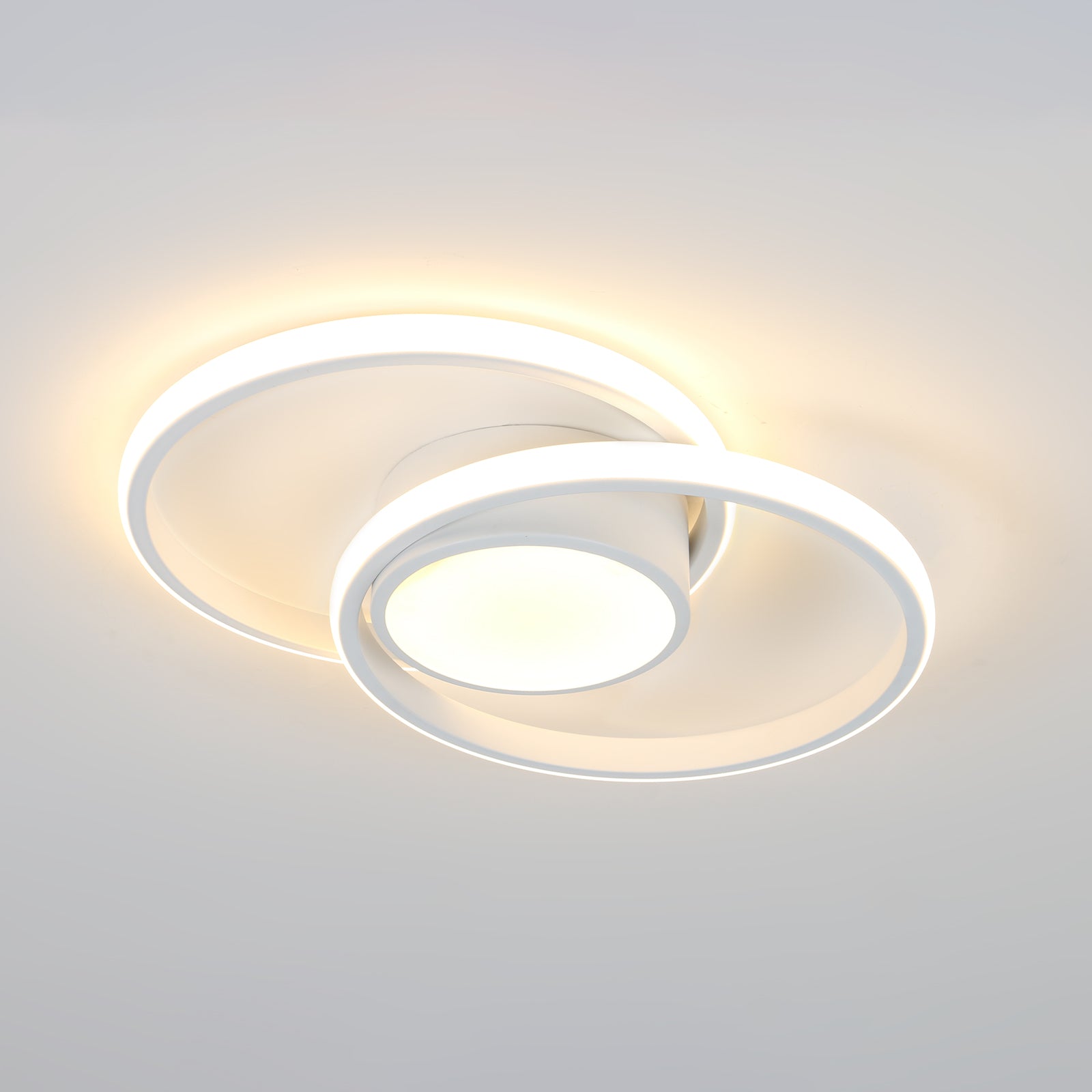 Ceiling Light - White Metal Frame, Warm Light