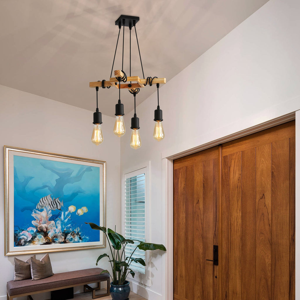 Chandeliers - Wood Metal Frame