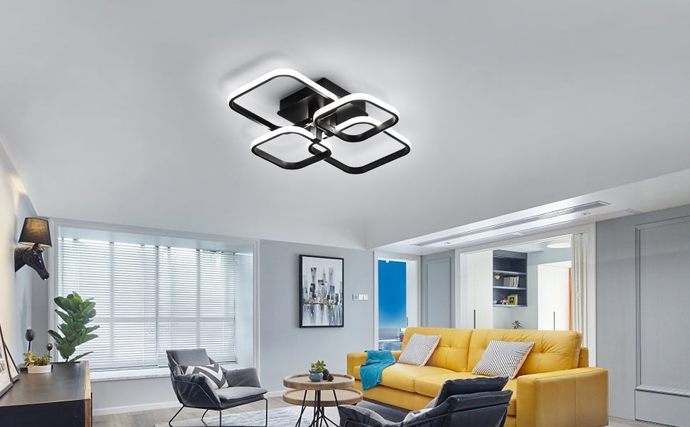 Ceiling Light - Black Aluminium Frame, White Light