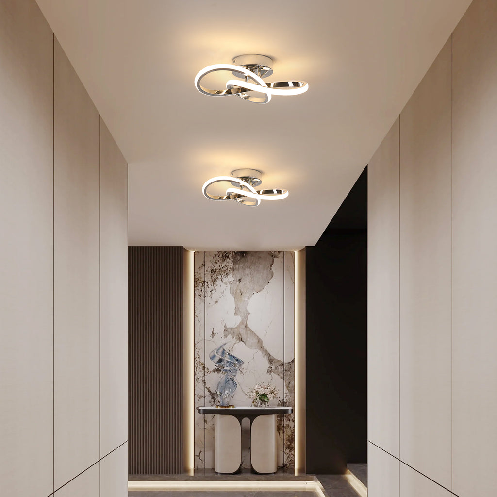Ceiling Light - Chrome Aluminium Frame, Warm Light