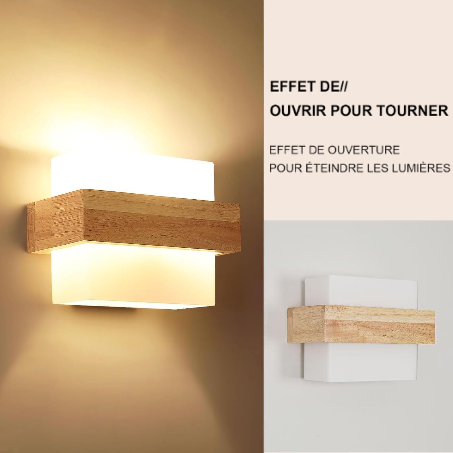 Wall Light - Wood Glass Frame, Tunable