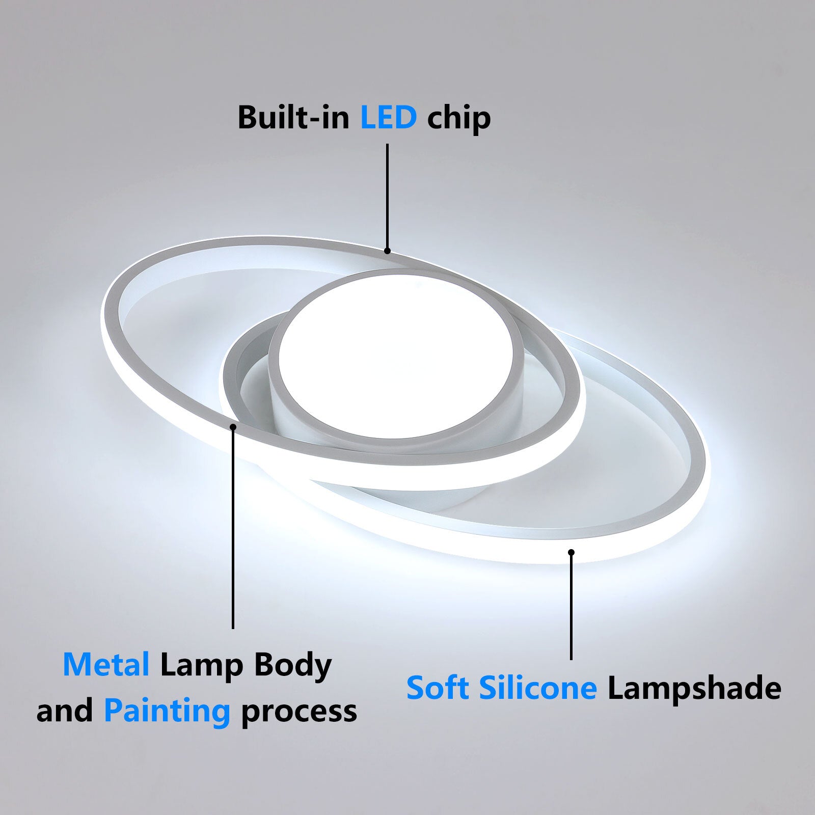 Ceiling Light - White Metal Frame, White Light