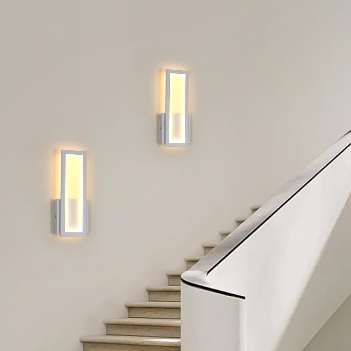 Wall Light - White Acrylic Frame, Warm Light
