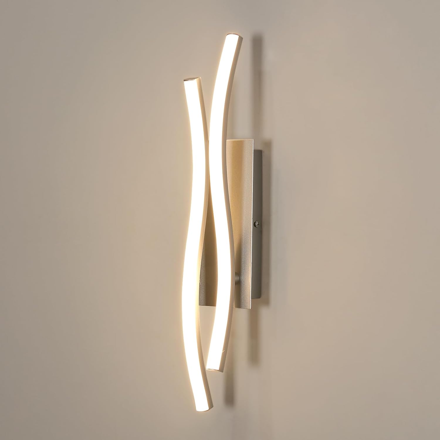 Wall Light - Silver Aluminium Frame, Warm Light