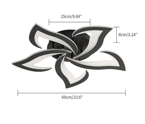 Comely Plafonnier LED, Luminaire Plafonnier 60W 6750LM, Noire Lampe de Plafond Moderne de Pétale pour Salon Chambre Cuisine Salle à Manger, Blanc Froid 6500K, Dia 60cm

