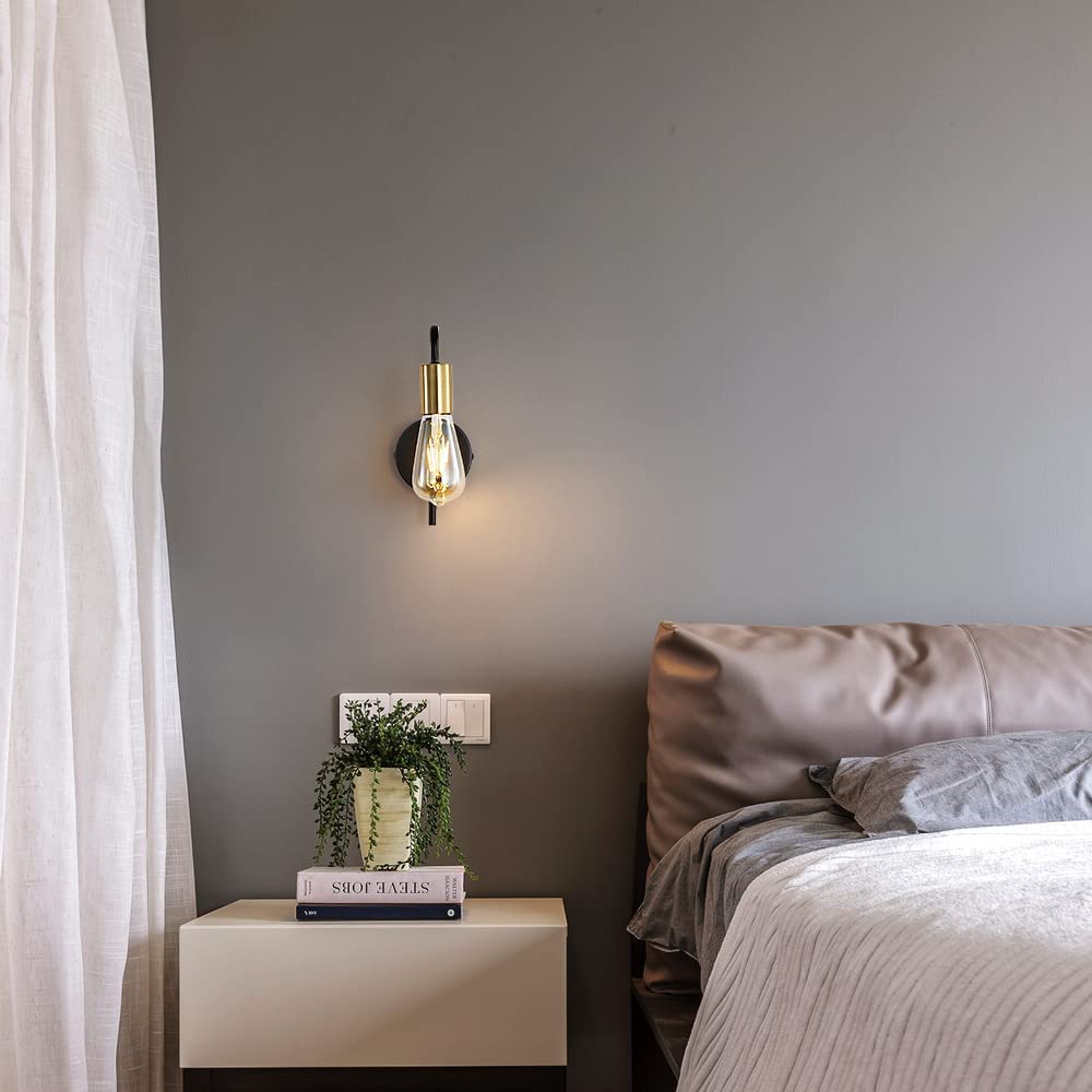 Wall Light - Black & Gold Metal Frame