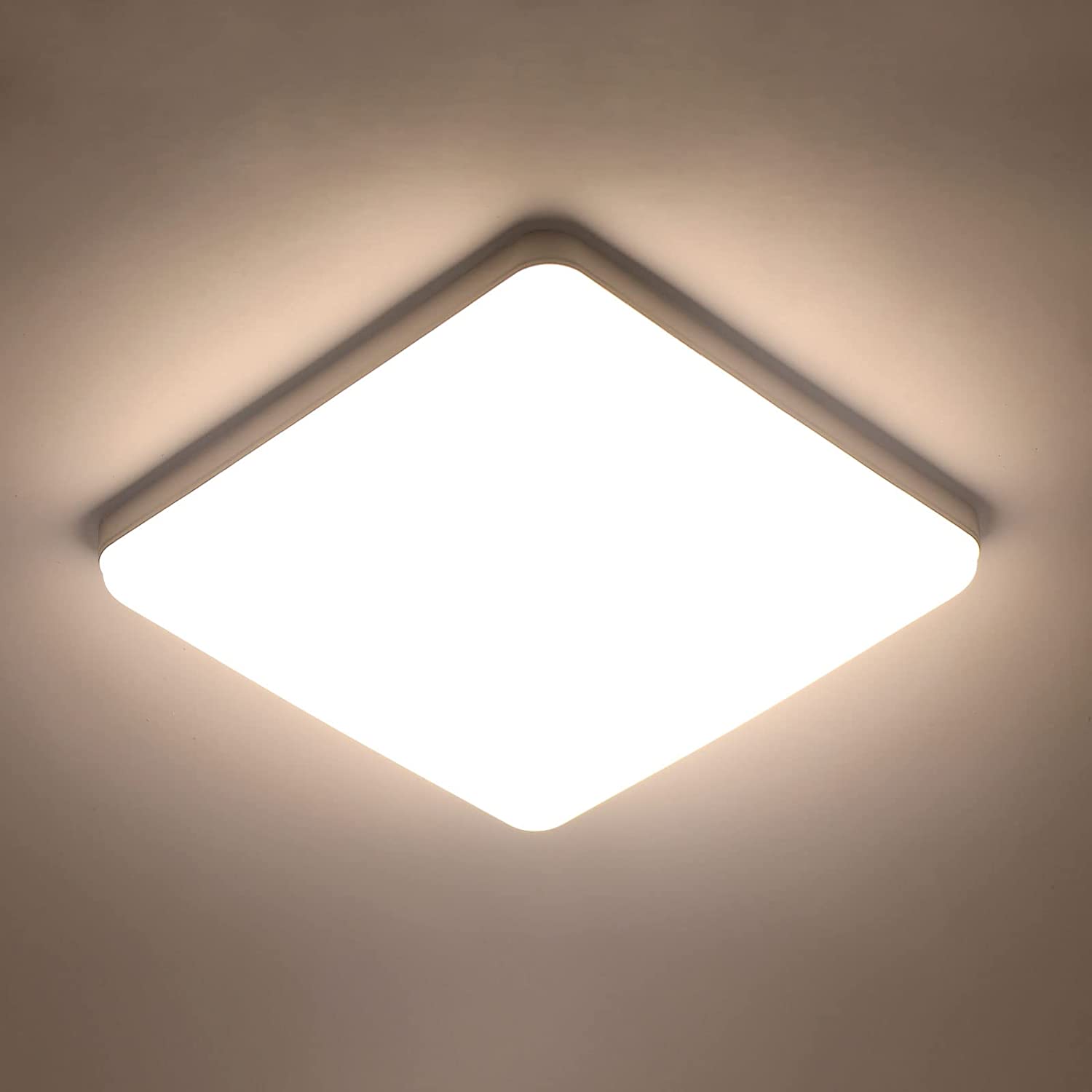 Ceiling Light - White Plastic Frame, Natural Light