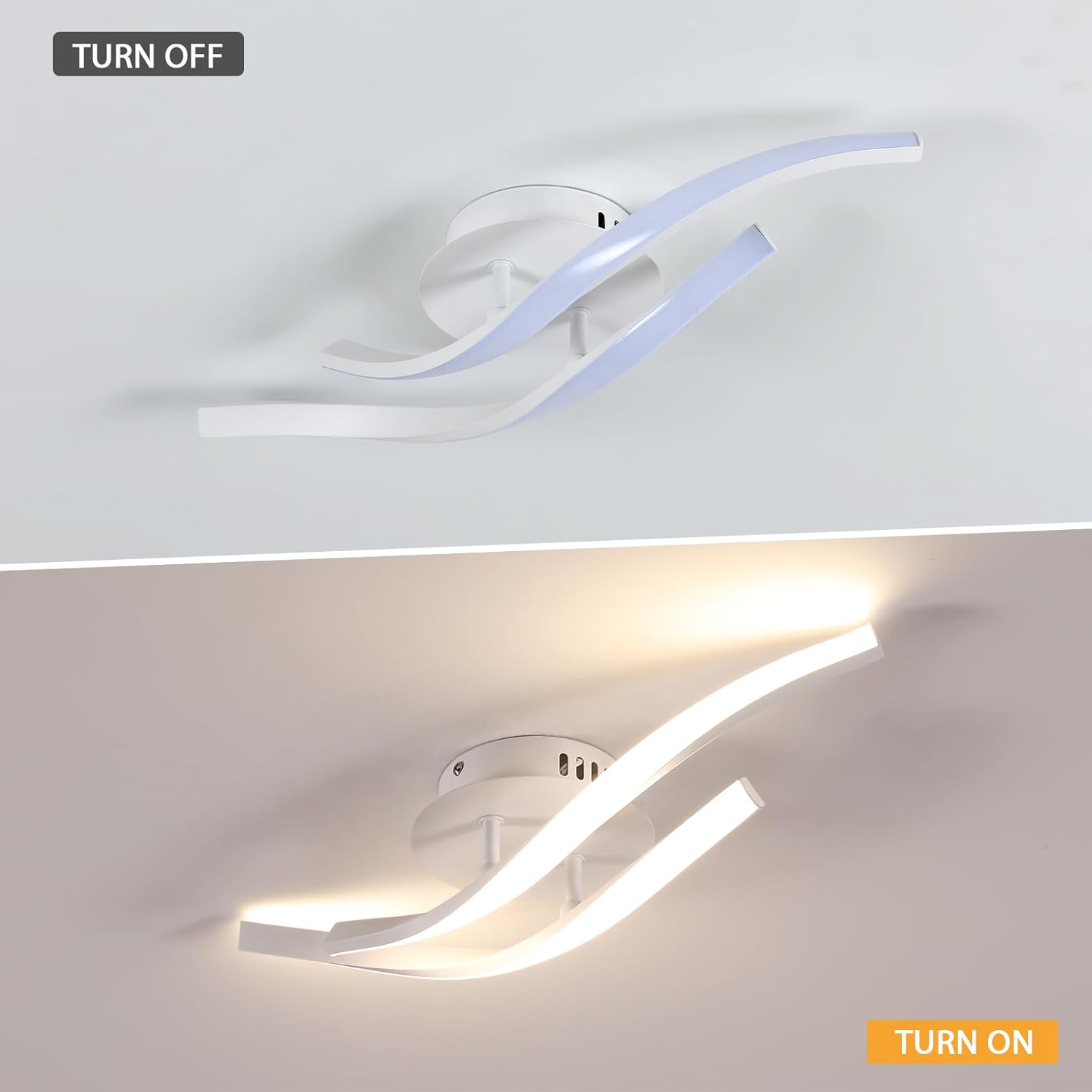 Ceiling Light - White Aluminium Frame, Warm Light