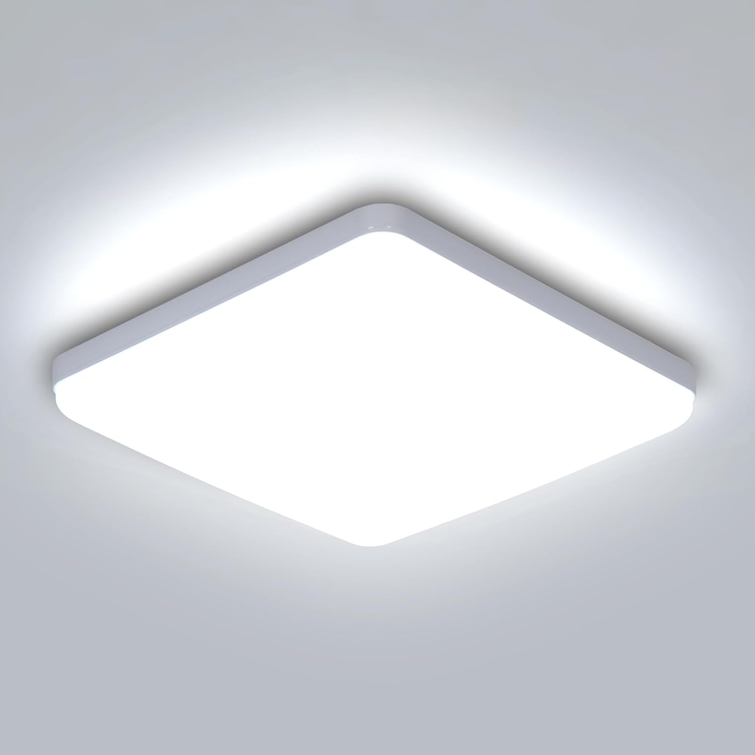 Ceiling Light - White Plastic Frame, White Light