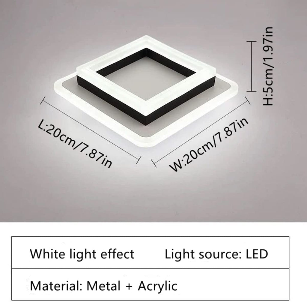 Ceiling Light - Black & White Acrylic Frame, White Light