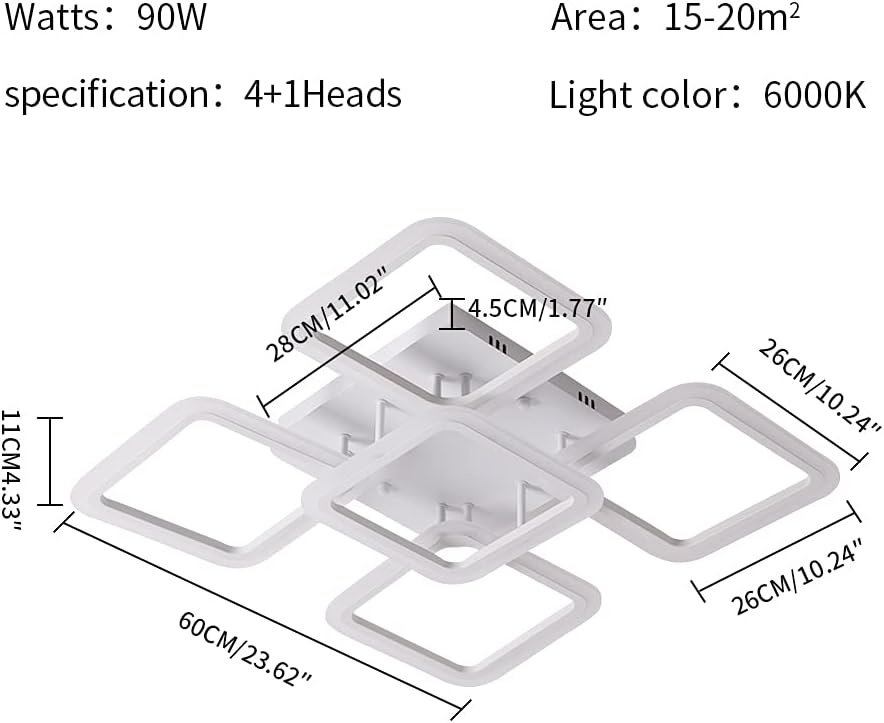 Ceiling Light - White Acrylic Frame, White Light