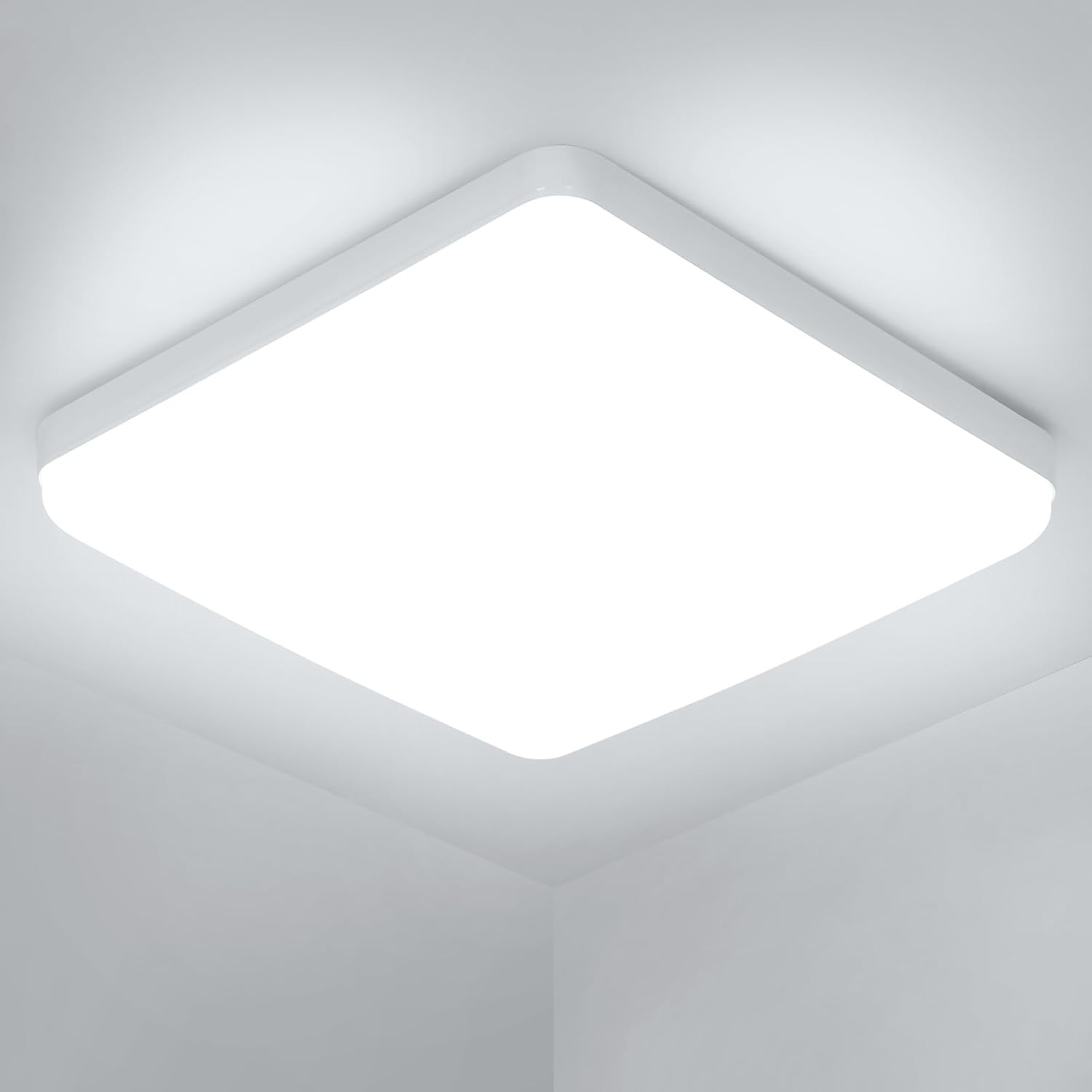 Ceiling Light - White Plastic Frame, White Light