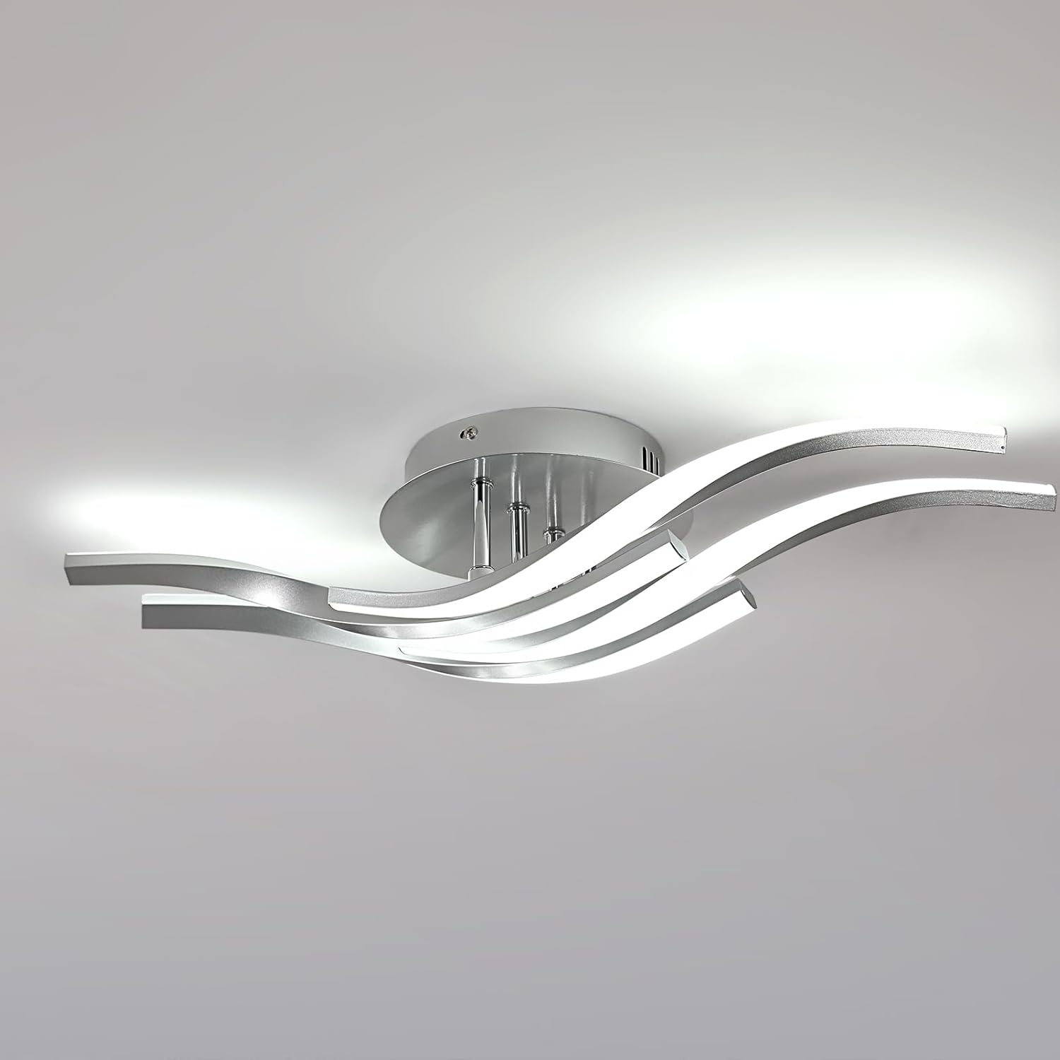 Ceiling Light - Silver Aluminium Frame, White Light