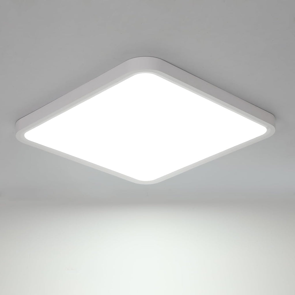 Ceiling Light - White Plastic Frame, White Light