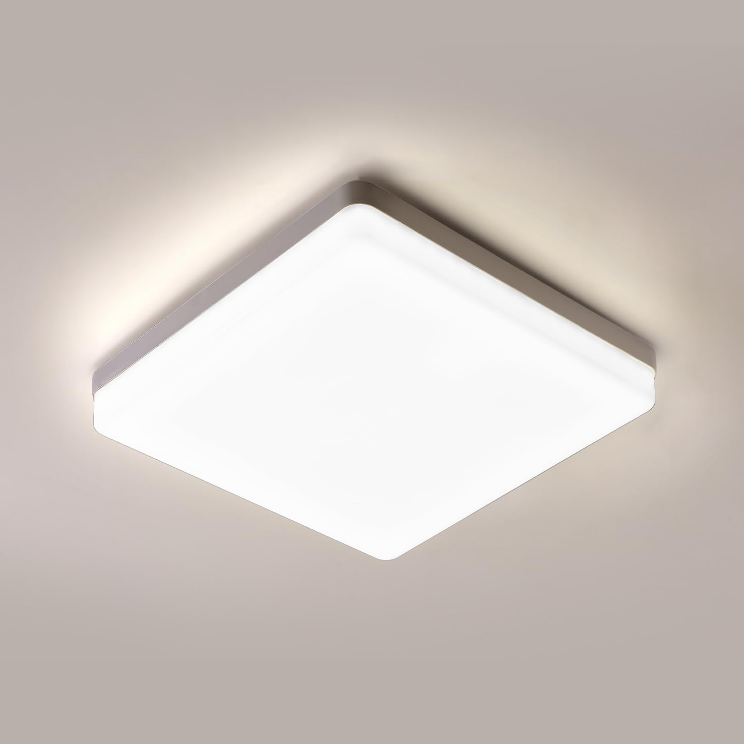 Ceiling Light - White Plastic Frame, Natural Light