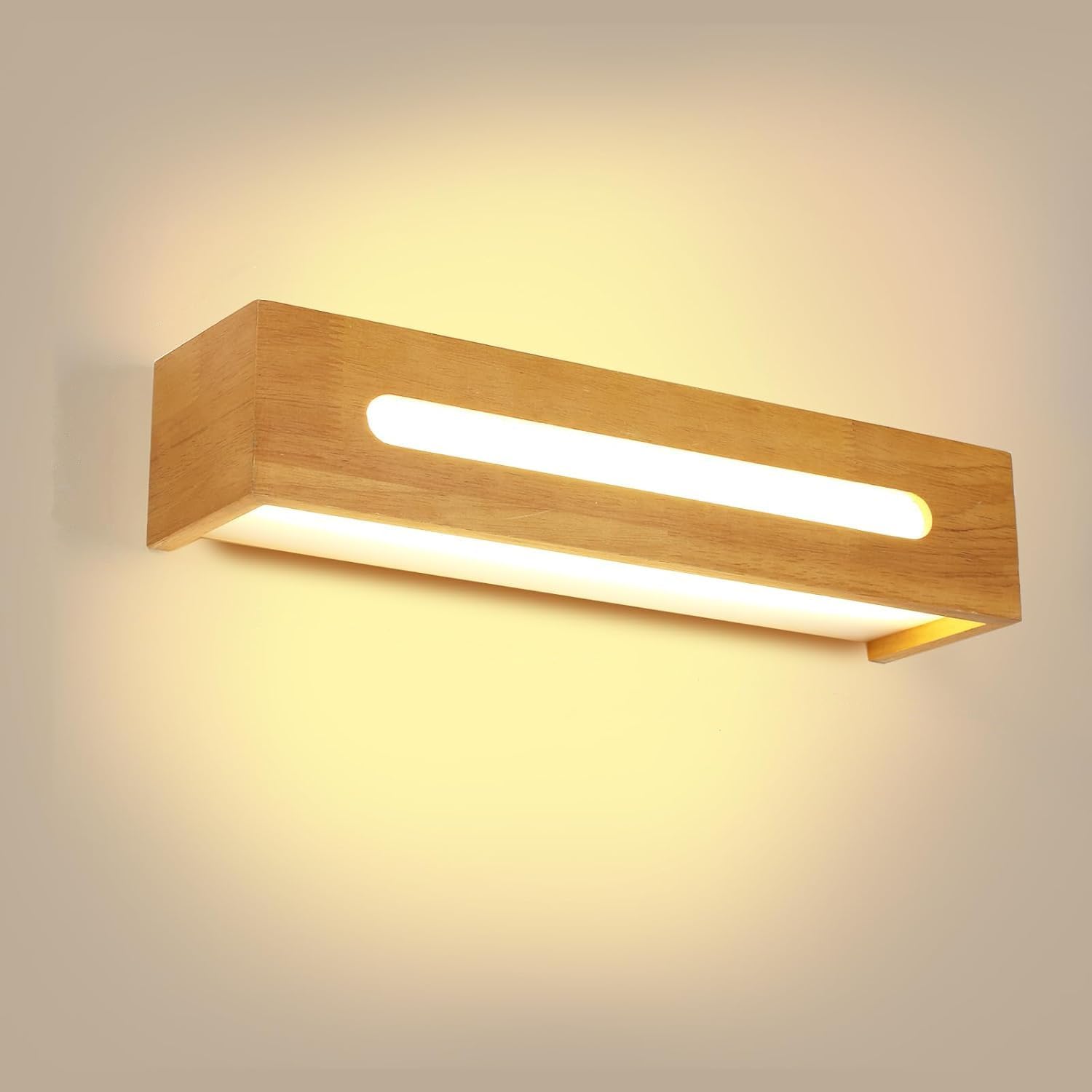 Wandleuchte - Holz-Kunststoffrahmen, Warmlicht