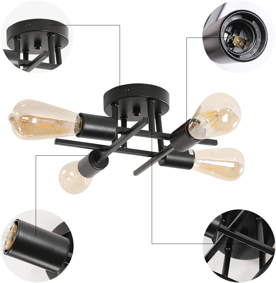 Ceiling Light - Black Metal Frame