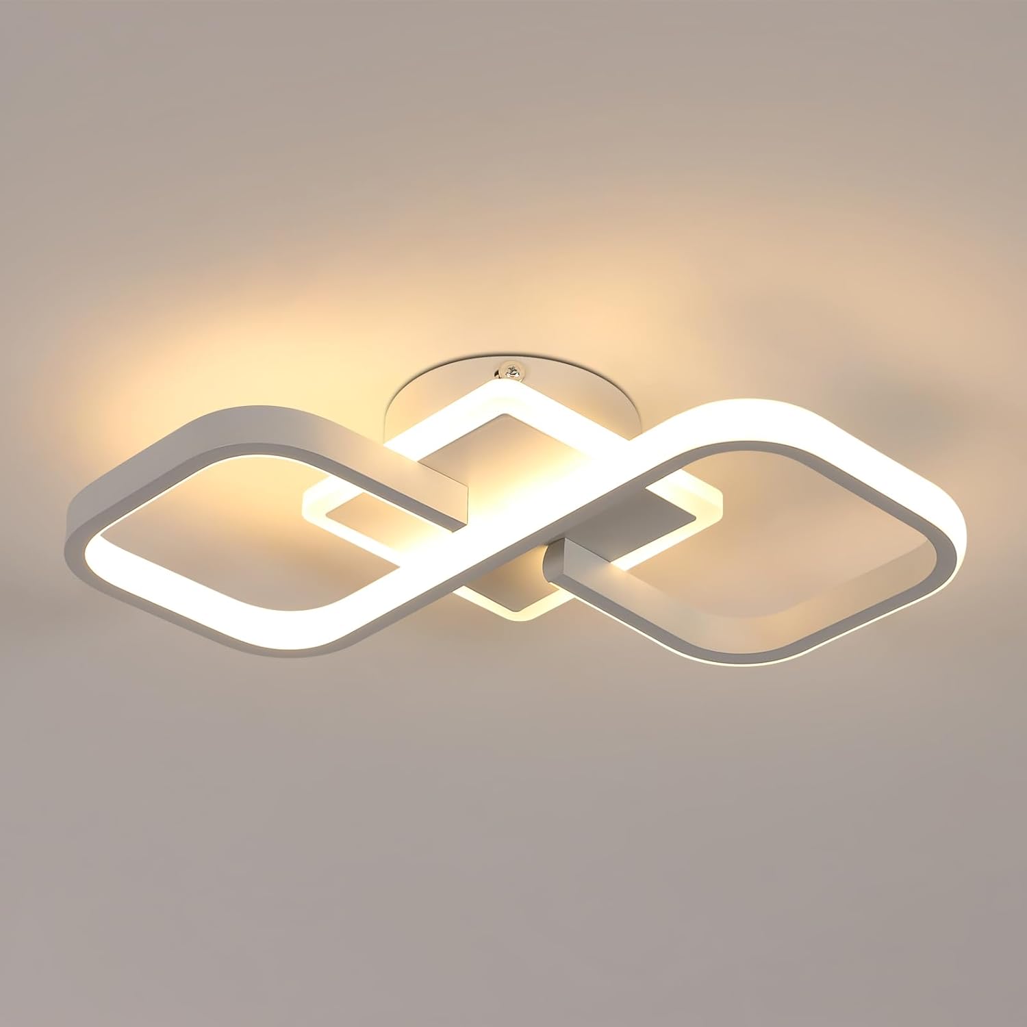 Ceiling Light - White Acrylic Frame, Warm Light