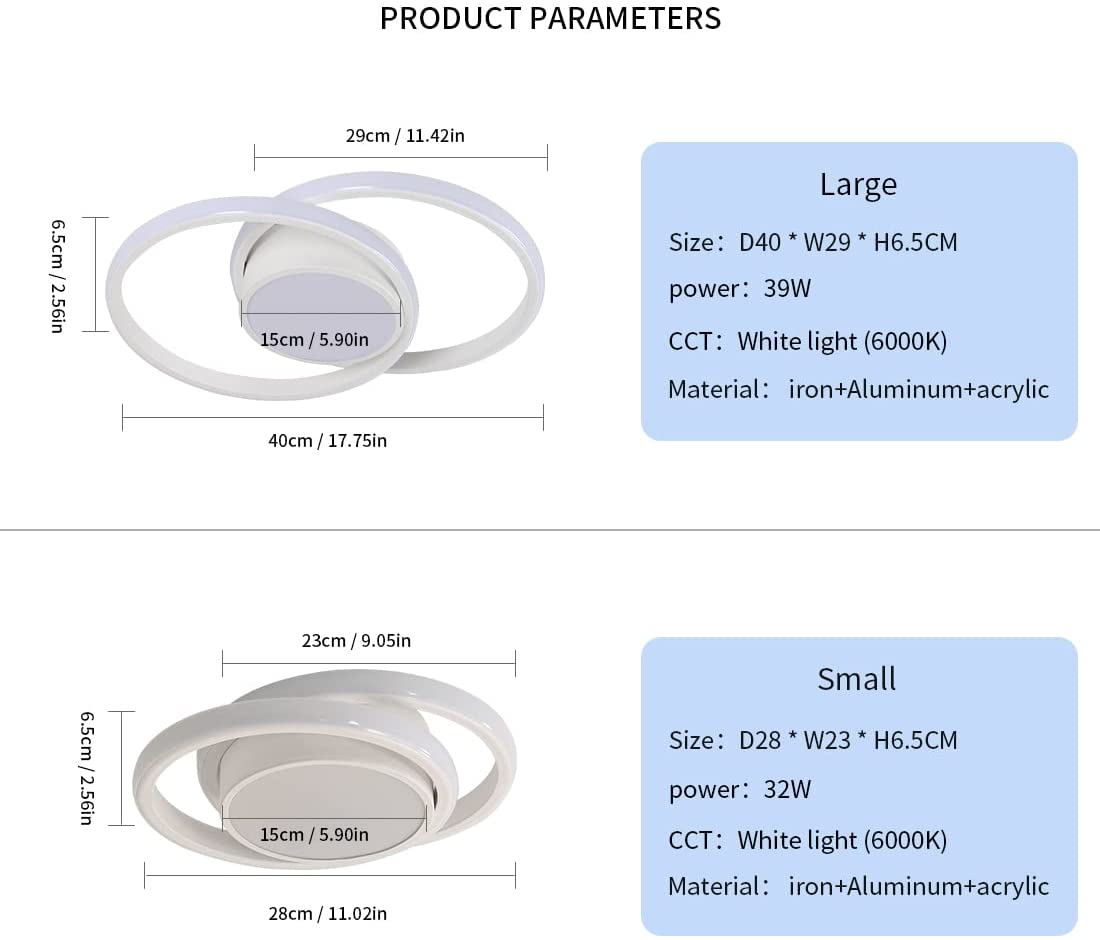 Ceiling Light - White Metal Frame, White Light