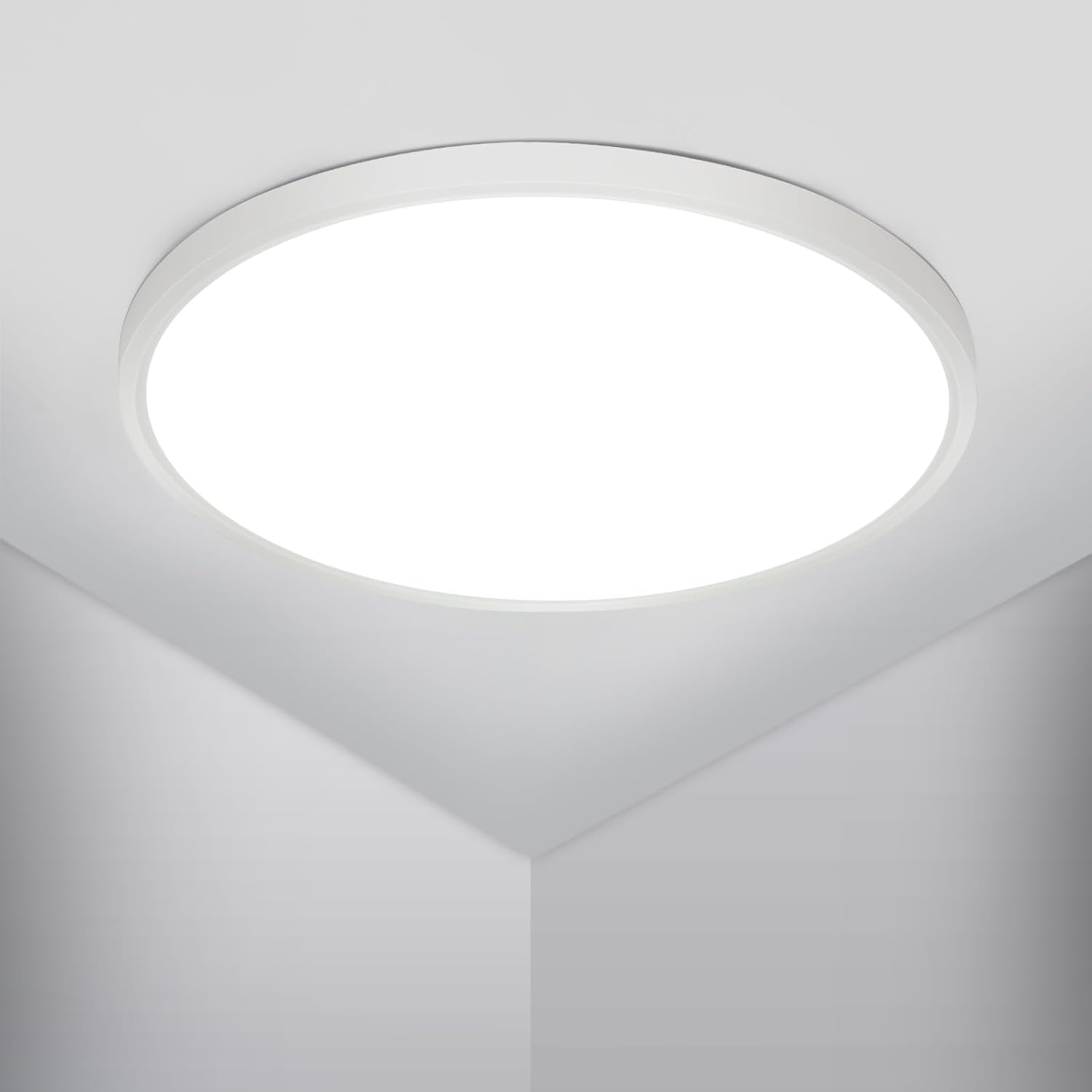Ceiling Light - White Plastic Frame, White Light