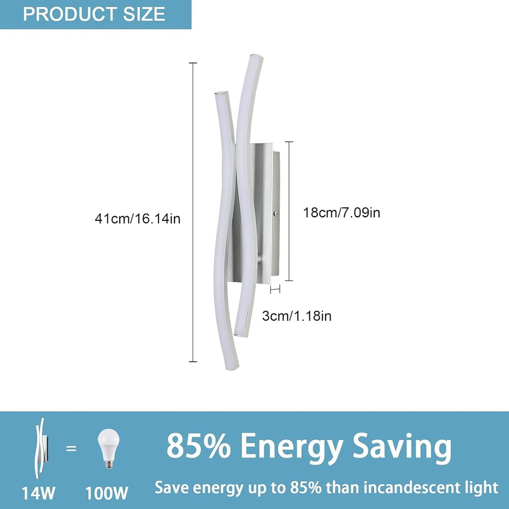 Wall Light - Silver Aluminium Frame, Warm Light