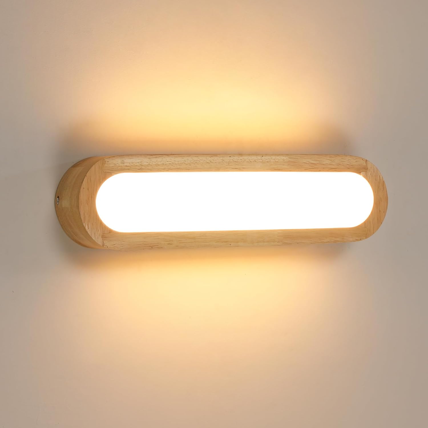 Wandleuchte - Holzrahmen, warmes Licht