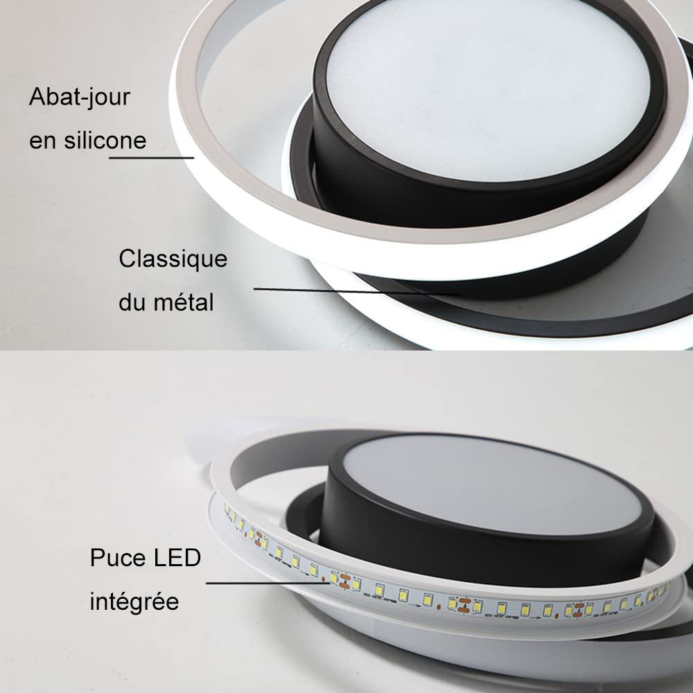 Ceiling Light - Black & White Aluminium Frame, White Light