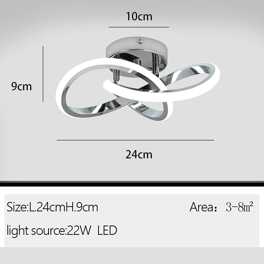 Ceiling Light - Chrome Aluminium Frame, White Light