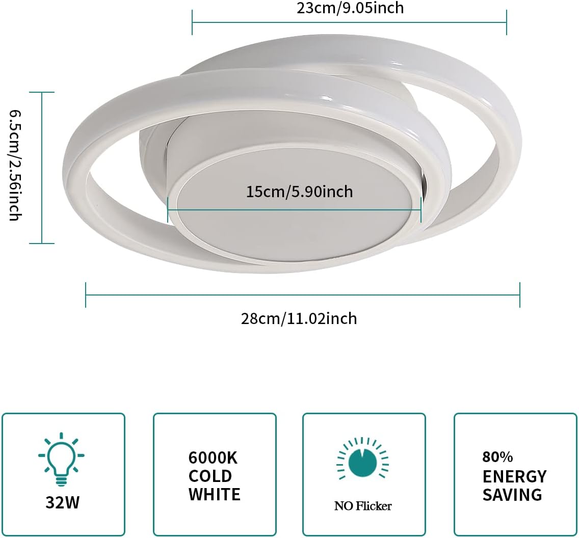 Ceiling Light - White Aluminium Frame, White Light
