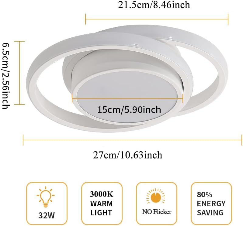 Ceiling Light - White Aluminium Frame, Warm Light
