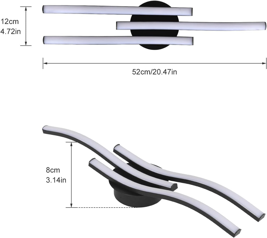 Ceiling Light - Black Aluminium Frame, White Light