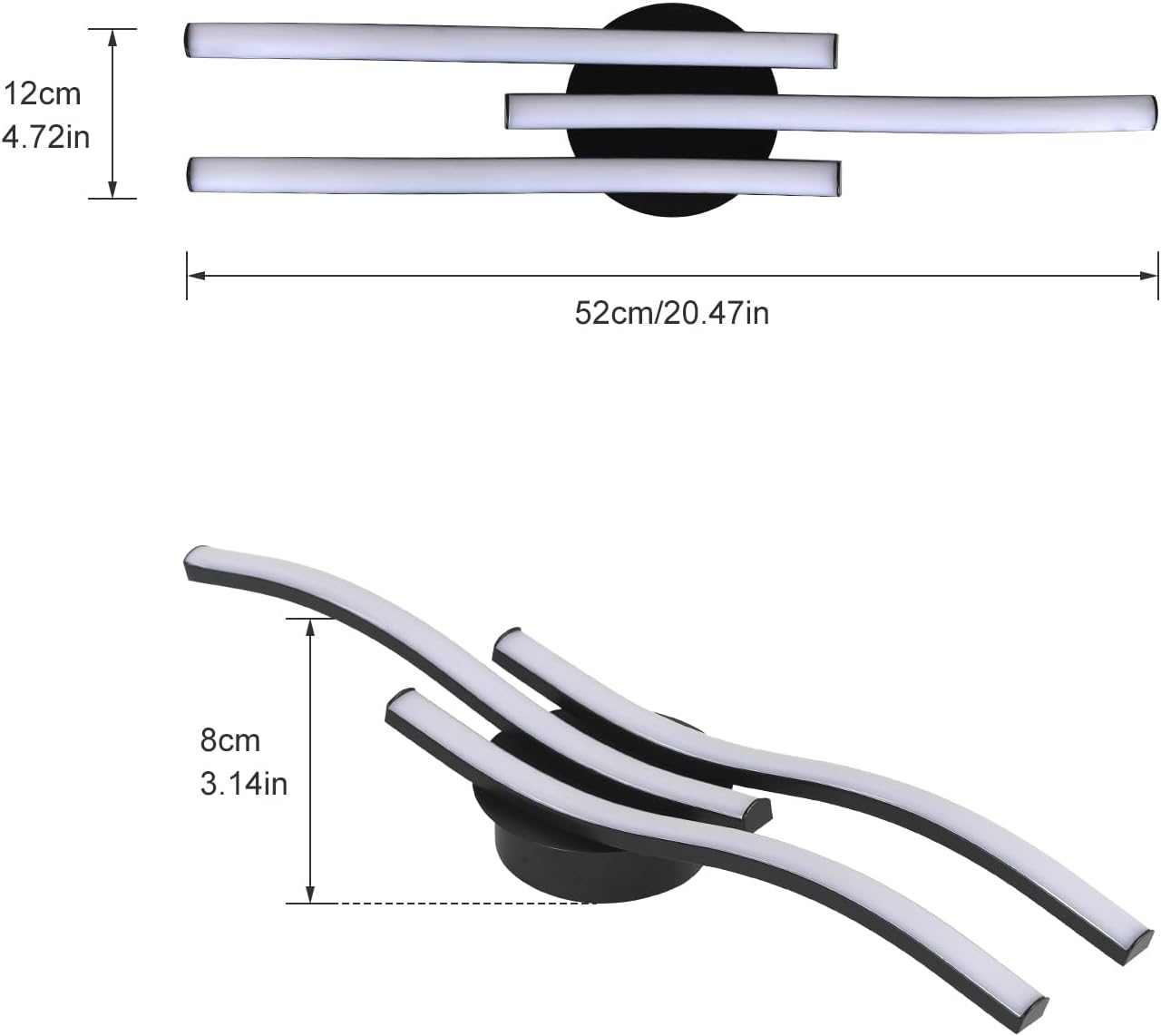 Ceiling Light - Black Aluminium Frame, White Light