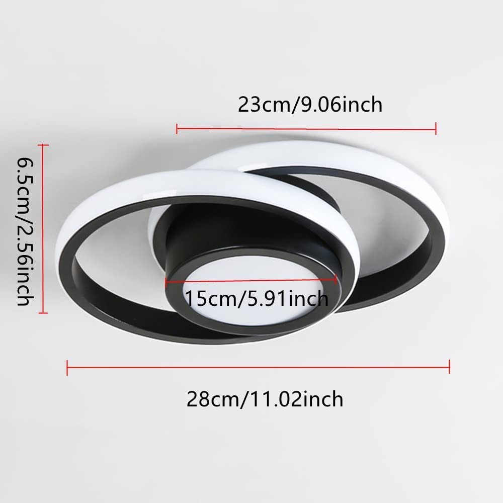 Ceiling Light - Black & White Aluminium Frame, White Light