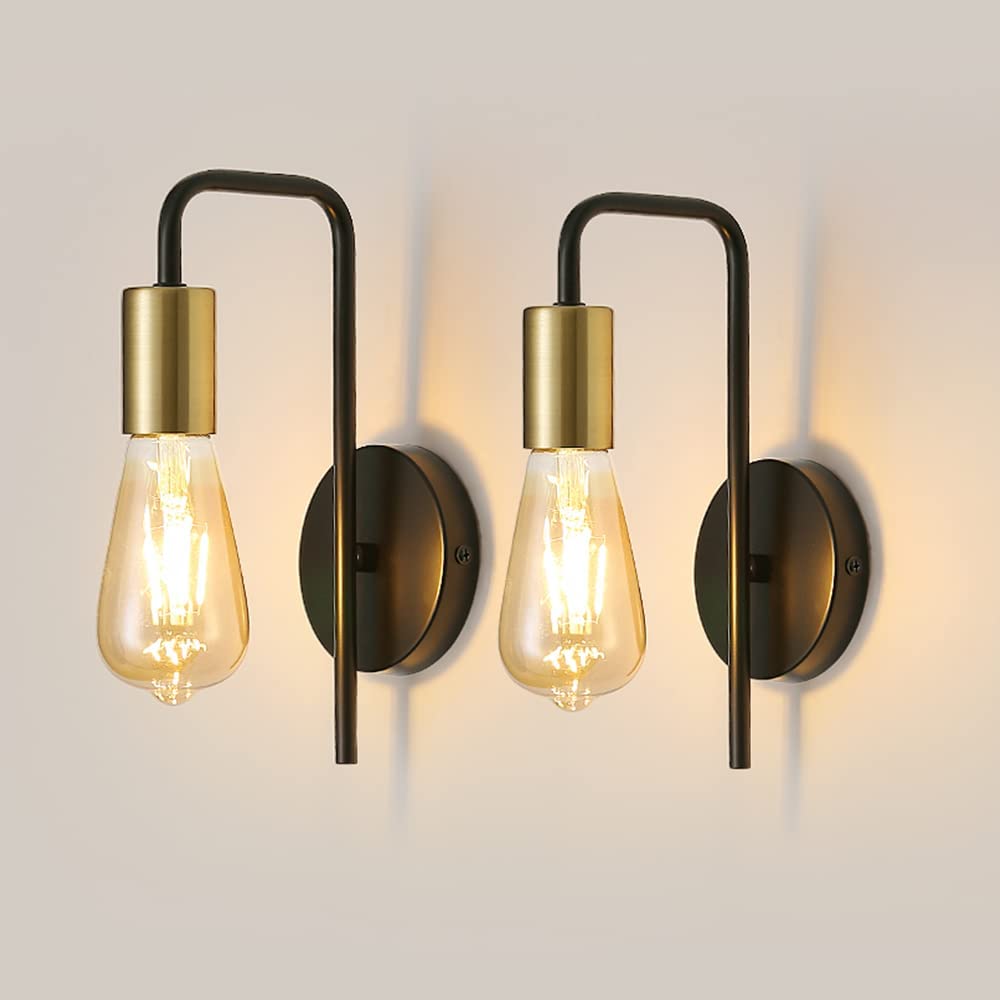 Wall Light - Black & Gold Metal Frame