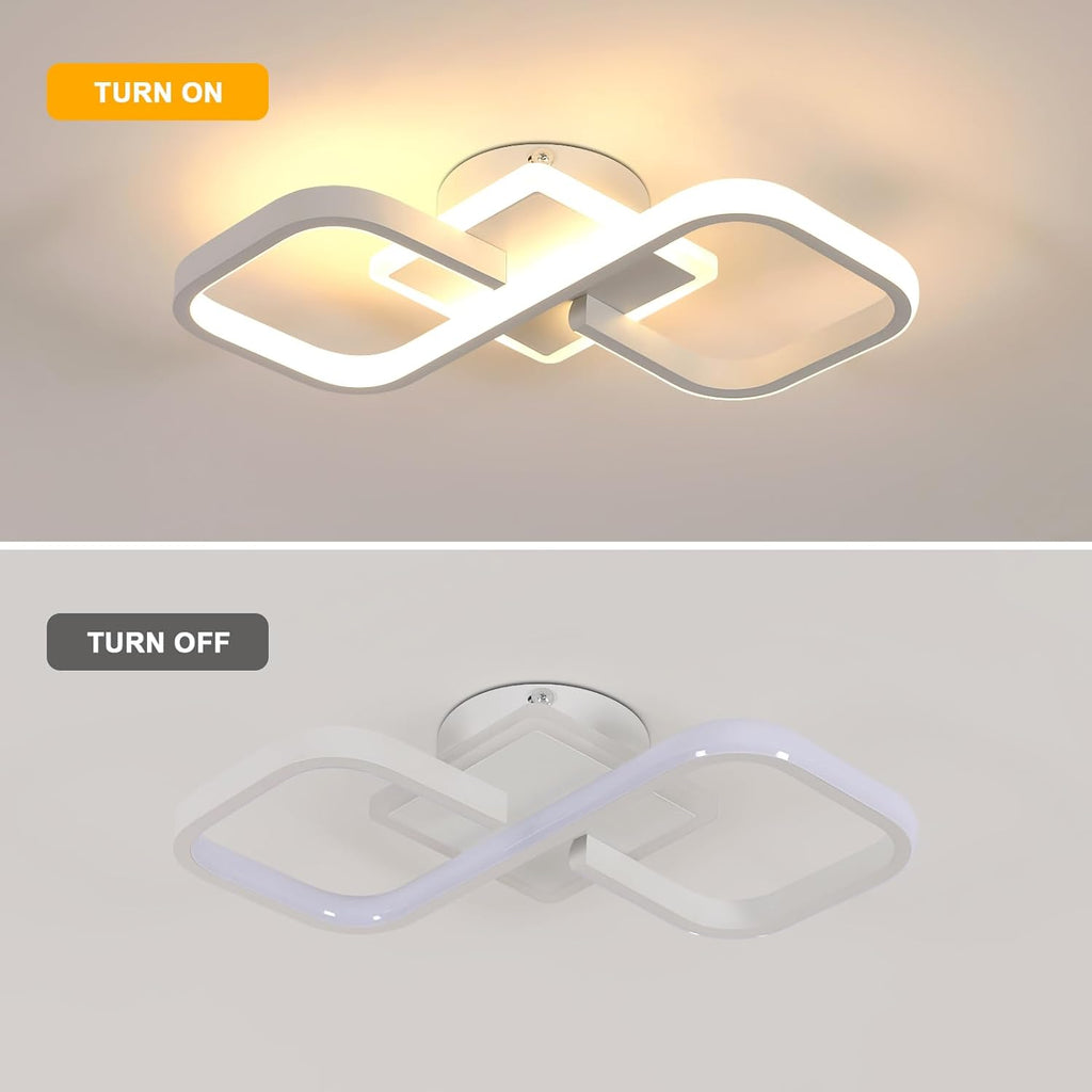 Ceiling Light - White Acrylic Frame, Warm Light
