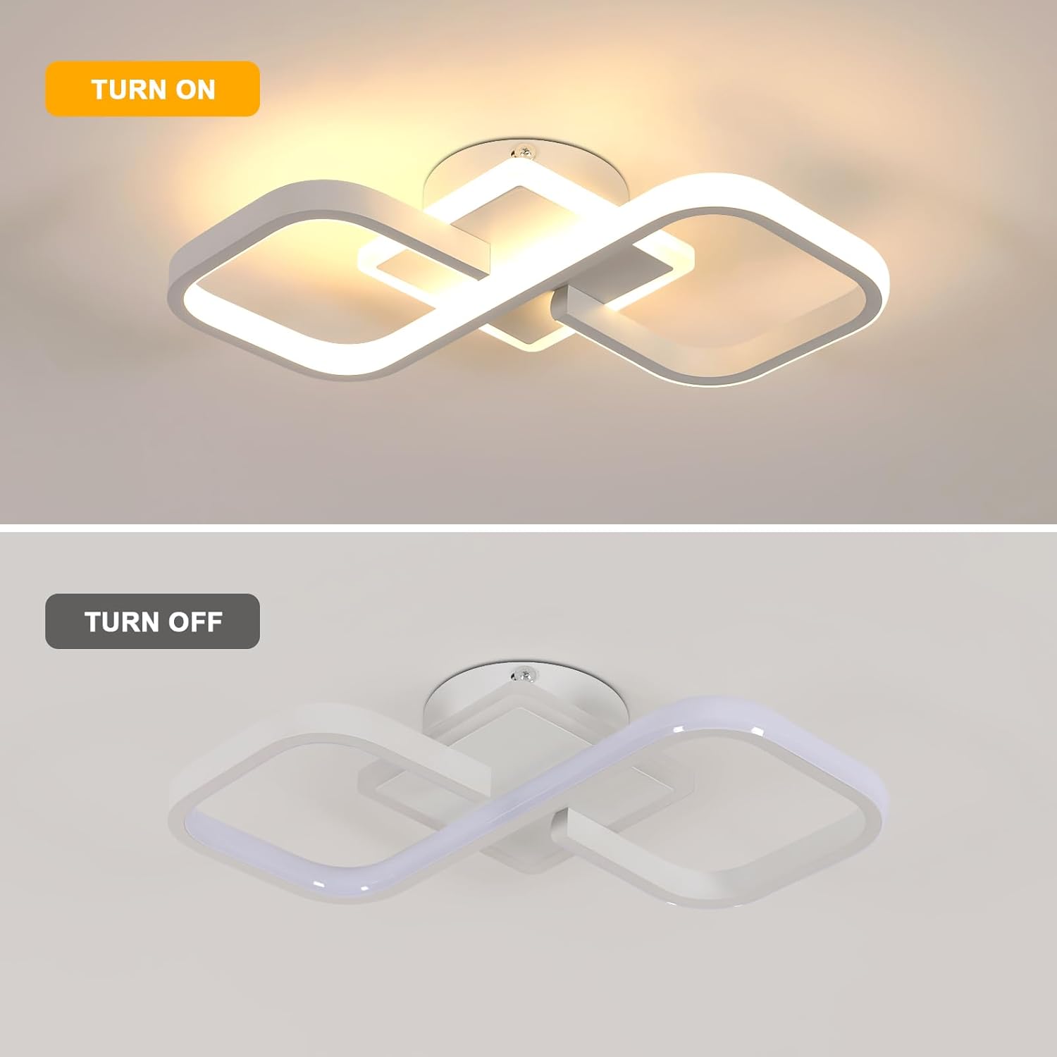 Ceiling Light - White Acrylic Frame, Warm Light