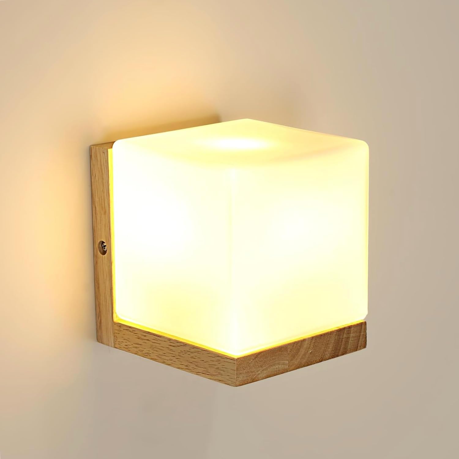 Wandleuchte - Rahmen aus Holz und Glas