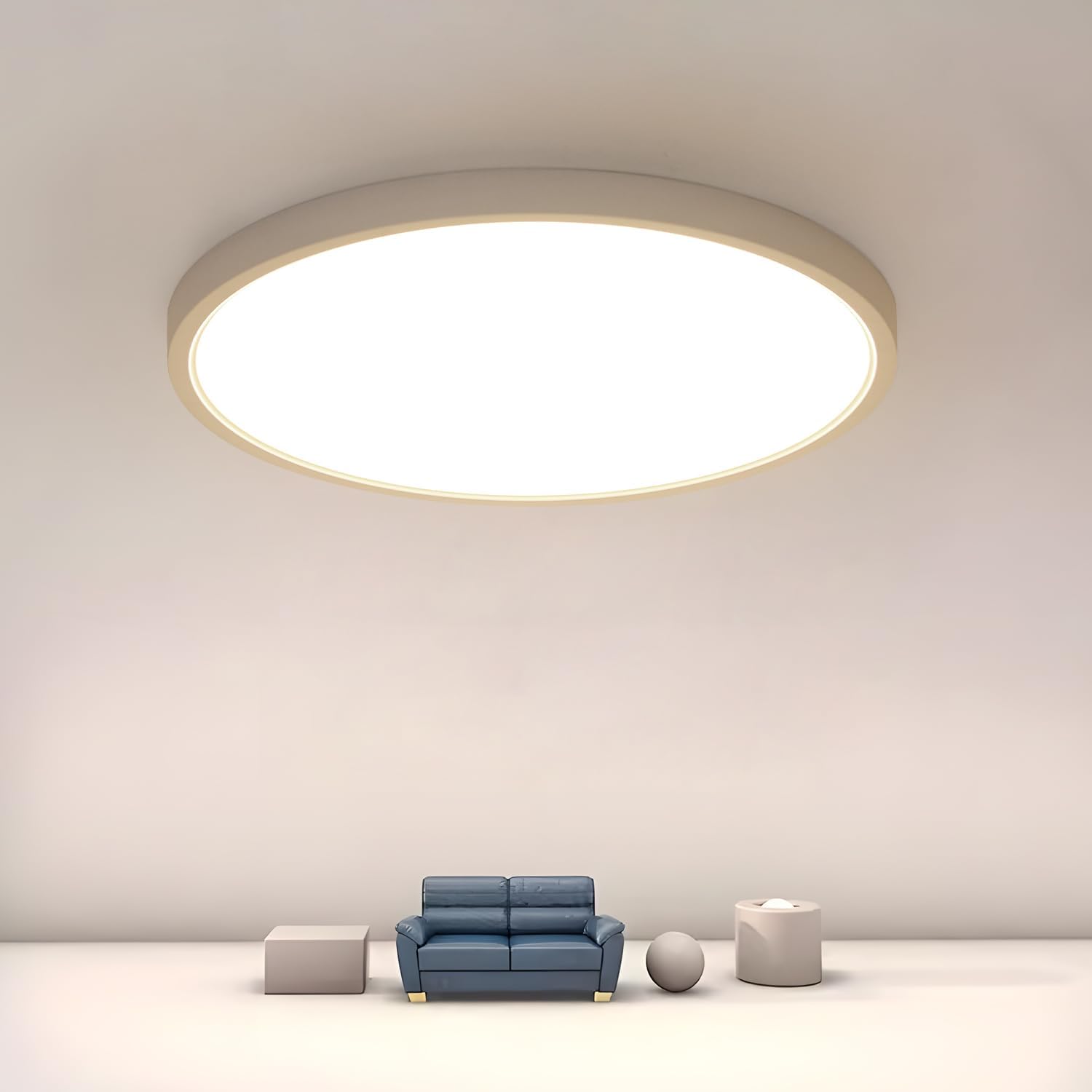 Ceiling Light - White Plastic Frame, Natural Light