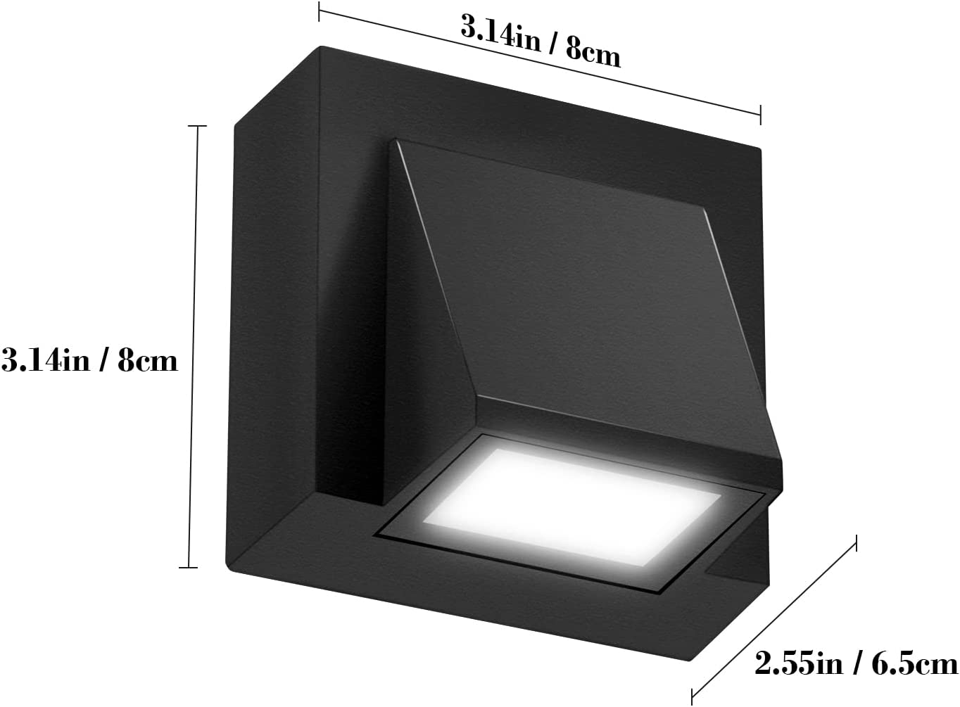 Wandleuchte – schwarzer Metallrahmen, weißes Licht
