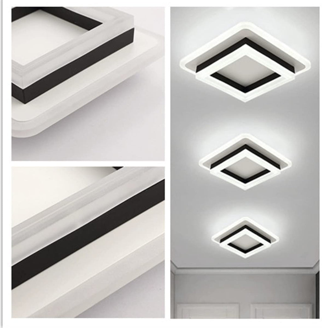 Ceiling Light - Black & White Acrylic Frame, White Light