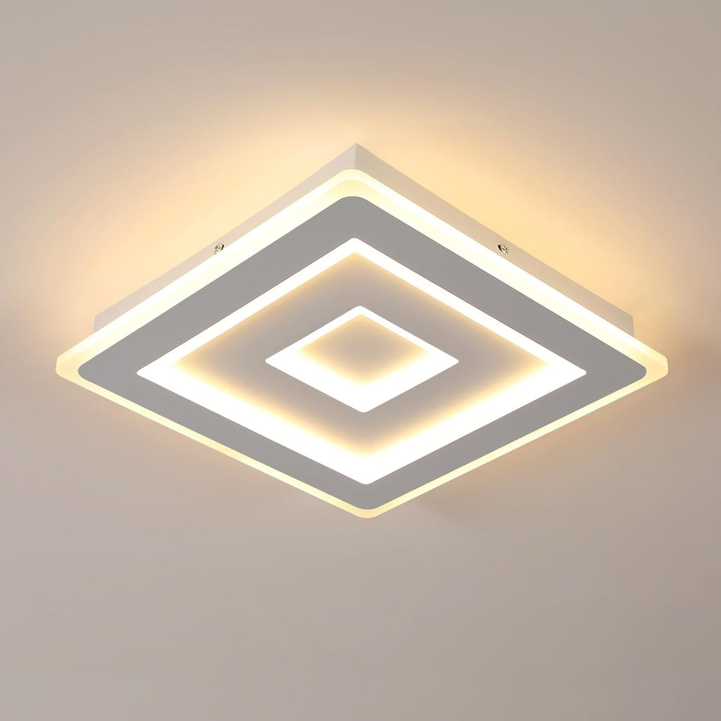 Ceiling Light - White Acrylic Frame, Warm Light